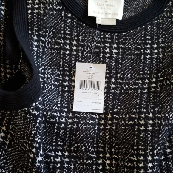 Kate Spade Out West Sleeveless Mod Plaid Sweater Dress Black/White Size XS - Picture 9 of 10